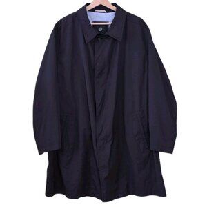 Bugatti Coat Men 52R Black Water Repellent Mackintosh Buttons Pockets Minimalist